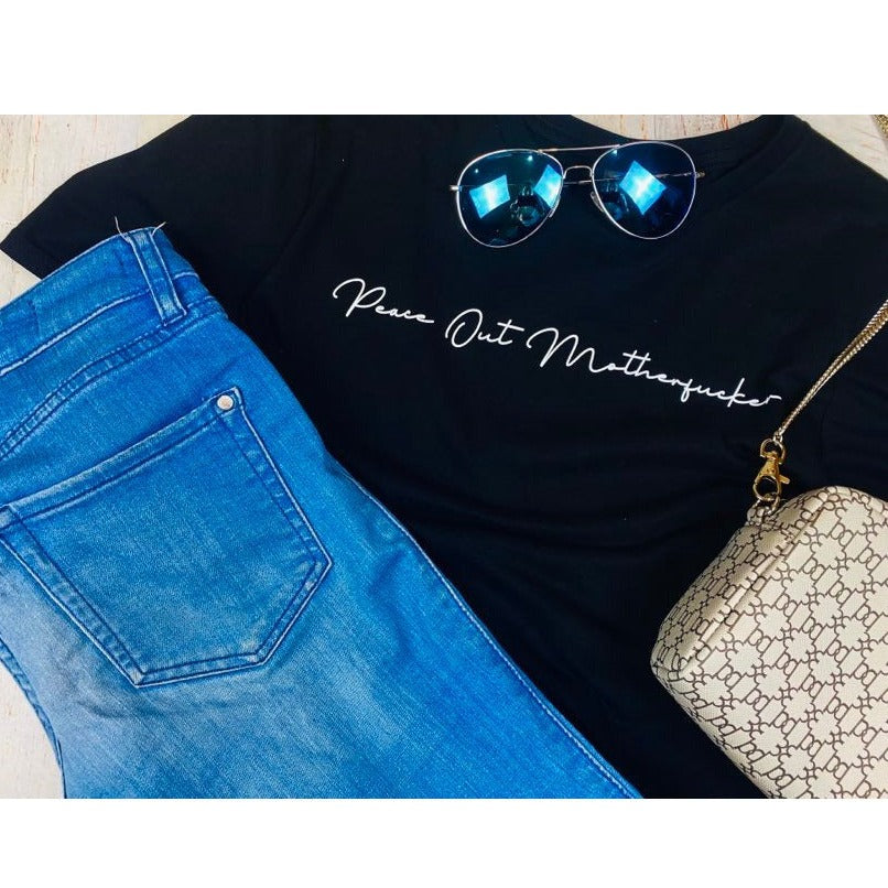 Peace Out Mother Script Relaxed Fit Tee