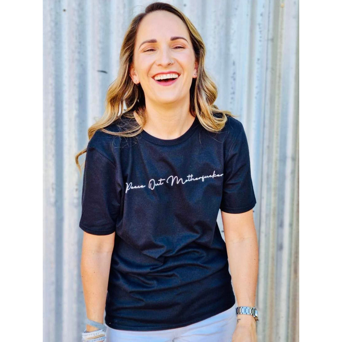 Peace Out Mother Script Relaxed Fit Tee